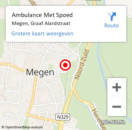 Locatie op kaart van de 112 melding: Ambulance Met Spoed Naar Megen, Graaf Alardstraat op 2 juli 2017 18:32