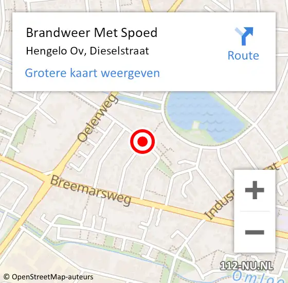 Locatie op kaart van de 112 melding: Brandweer Met Spoed Naar Hengelo Ov, Dieselstraat op 2 juli 2017 18:49