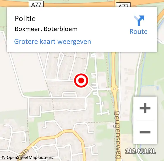 Locatie op kaart van de 112 melding: Politie Boxmeer, Boterbloem op 2 juli 2017 19:42