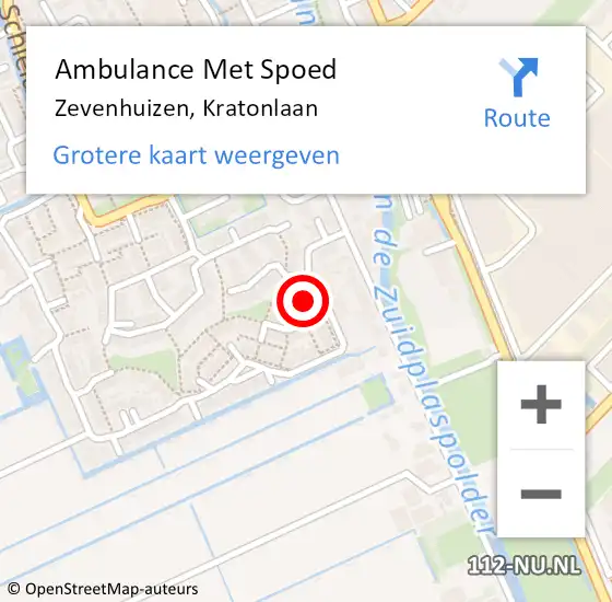 Locatie op kaart van de 112 melding: Ambulance Met Spoed Naar Zevenhuizen, Kratonlaan op 2 juli 2017 20:29