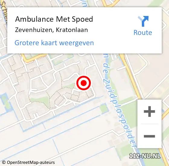 Locatie op kaart van de 112 melding: Ambulance Met Spoed Naar Zevenhuizen, Kratonlaan op 2 juli 2017 20:35