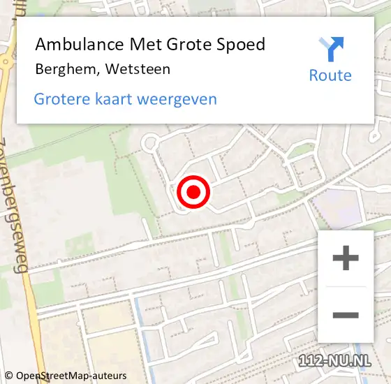 Locatie op kaart van de 112 melding: Ambulance Met Grote Spoed Naar Berghem, Wetsteen op 2 juli 2017 20:35