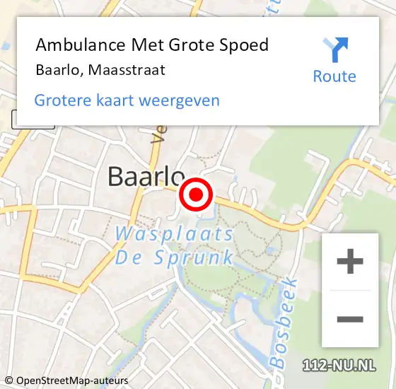 Locatie op kaart van de 112 melding: Ambulance Met Grote Spoed Naar Baarlo, Maasstraat op 2 juli 2017 20:48