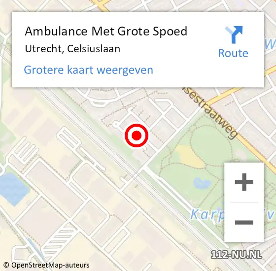 Locatie op kaart van de 112 melding: Ambulance Met Grote Spoed Naar Utrecht, Celsiuslaan op 2 juli 2017 21:03