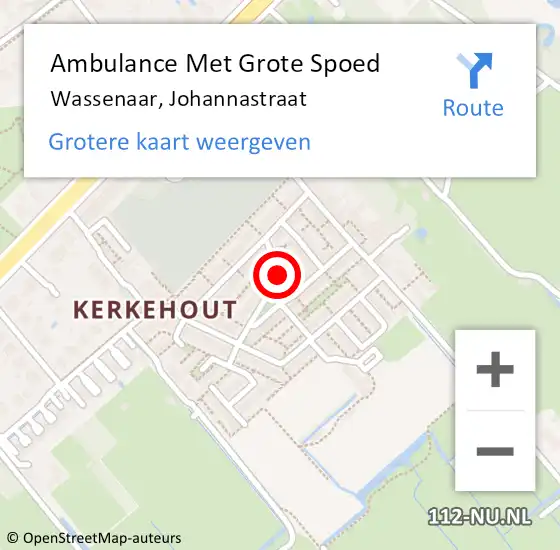 Locatie op kaart van de 112 melding: Ambulance Met Grote Spoed Naar Wassenaar, Johannastraat op 2 juli 2017 21:40