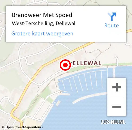 Locatie op kaart van de 112 melding: Brandweer Met Spoed Naar West-Terschelling, Dellewal op 2 juli 2017 21:43