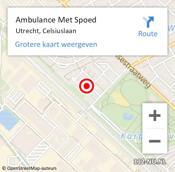 Locatie op kaart van de 112 melding: Ambulance Met Spoed Naar Utrecht, Celsiuslaan op 2 juli 2017 21:46