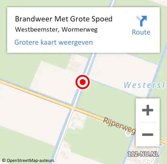 Locatie op kaart van de 112 melding: Brandweer Met Grote Spoed Naar Westbeemster, Wormerweg op 2 juli 2017 22:24