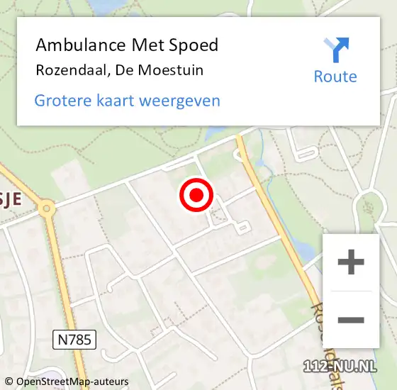 Locatie op kaart van de 112 melding: Ambulance Met Spoed Naar Rozendaal, De Moestuin op 2 juli 2017 22:29