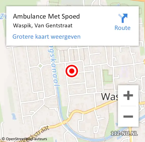 Locatie op kaart van de 112 melding: Ambulance Met Spoed Naar Waspik, Van Gentstraat op 2 juli 2017 22:43