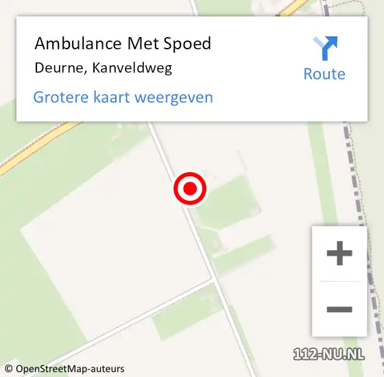 Locatie op kaart van de 112 melding: Ambulance Met Spoed Naar Deurne, Kanveldweg op 2 juli 2017 22:46