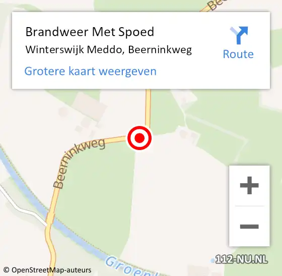 Locatie op kaart van de 112 melding: Brandweer Met Spoed Naar Winterswijk Meddo, Beerninkweg op 2 juli 2017 23:33