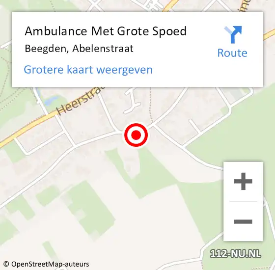 Locatie op kaart van de 112 melding: Ambulance Met Grote Spoed Naar Beegden, Abelenstraat op 3 juli 2017 02:27