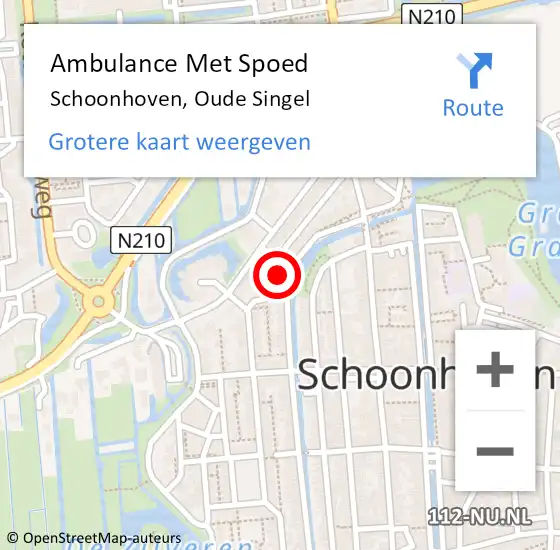 Locatie op kaart van de 112 melding: Ambulance Met Spoed Naar Schoonhoven, Oude Singel op 3 juli 2017 02:45