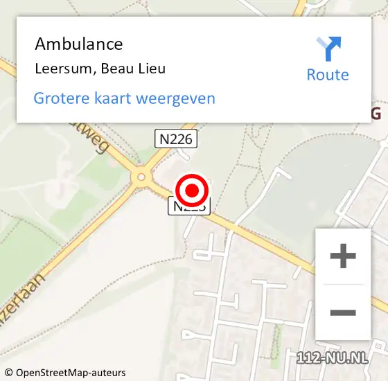 Locatie op kaart van de 112 melding: Ambulance Leersum, Beau Lieu op 3 juli 2017 02:51