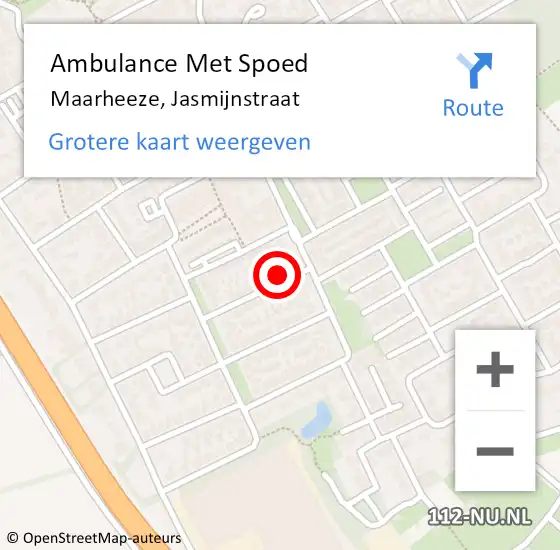 Locatie op kaart van de 112 melding: Ambulance Met Spoed Naar Maarheeze, Jasmijnstraat op 3 juli 2017 04:21