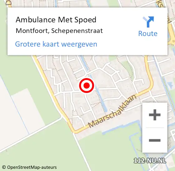 Locatie op kaart van de 112 melding: Ambulance Met Spoed Naar Montfoort, Schepenenstraat op 3 juli 2017 04:26