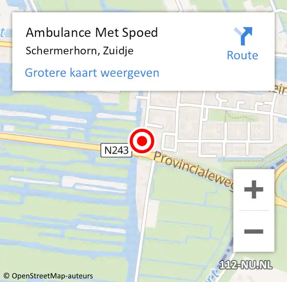 Locatie op kaart van de 112 melding: Ambulance Met Spoed Naar Schermerhorn, Zuidje op 3 juli 2017 05:22