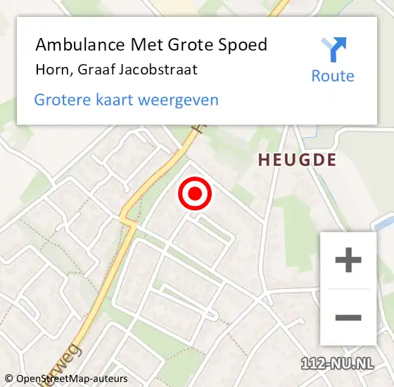 Locatie op kaart van de 112 melding: Ambulance Met Grote Spoed Naar Horn, Graaf Jacobstraat op 3 juli 2017 05:59