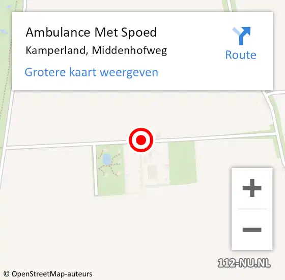 Locatie op kaart van de 112 melding: Ambulance Met Spoed Naar Kamperland, Middenhofweg op 3 juli 2017 06:06