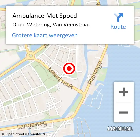 Locatie op kaart van de 112 melding: Ambulance Met Spoed Naar Oude Wetering, Van Veenstraat op 3 juli 2017 06:11