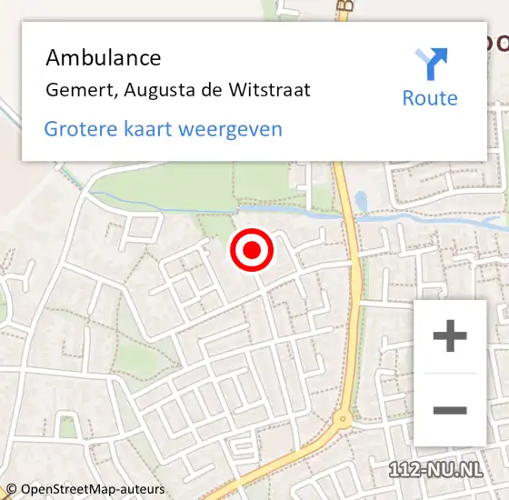 Locatie op kaart van de 112 melding: Ambulance Gemert, Augusta de Witstraat op 3 juli 2017 07:06