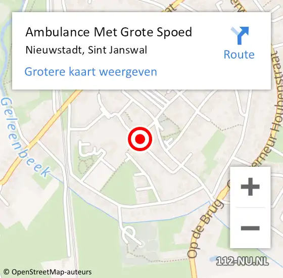 Locatie op kaart van de 112 melding: Ambulance Met Grote Spoed Naar Nieuwstadt, Sint Janswal op 3 juli 2017 07:19