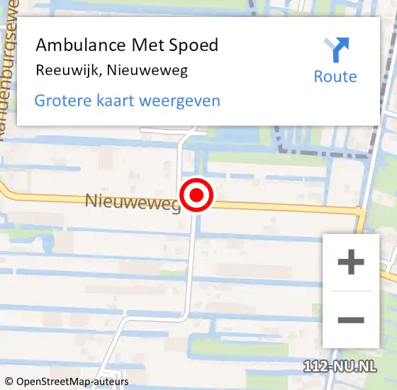 Locatie op kaart van de 112 melding: Ambulance Met Spoed Naar Reeuwijk, Nieuweweg op 3 juli 2017 07:48