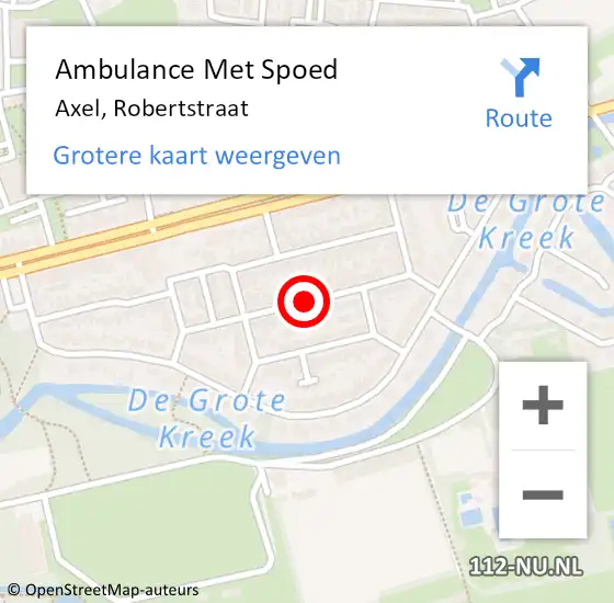 Locatie op kaart van de 112 melding: Ambulance Met Spoed Naar Axel, Robertstraat op 3 juli 2017 07:59