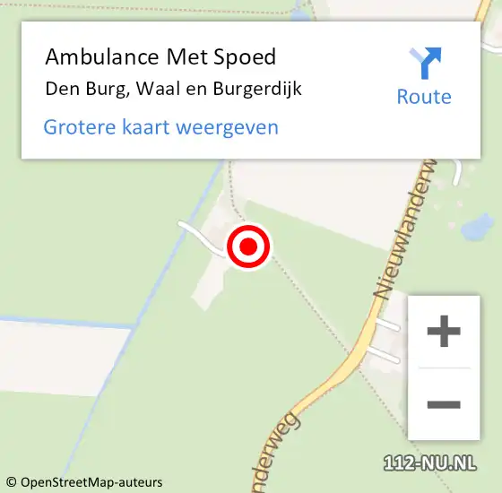 Locatie op kaart van de 112 melding: Ambulance Met Spoed Naar Den Burg, Waal en Burgerdijk op 3 juli 2017 08:17