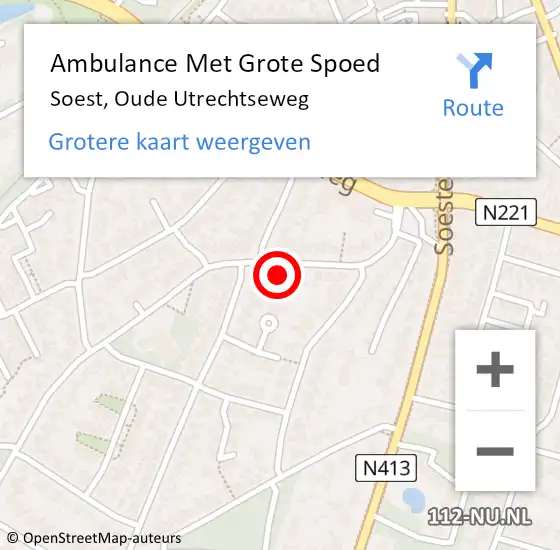 Locatie op kaart van de 112 melding: Ambulance Met Grote Spoed Naar Soest, Oude Utrechtseweg op 3 juli 2017 08:38
