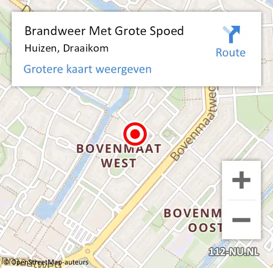 Locatie op kaart van de 112 melding: Brandweer Met Grote Spoed Naar Huizen, Draaikom op 3 juli 2017 09:16