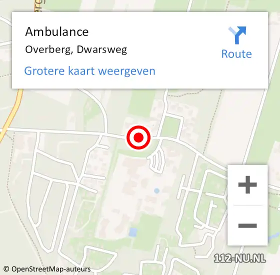 Locatie op kaart van de 112 melding: Ambulance Overberg, Dwarsweg op 3 juli 2017 09:18