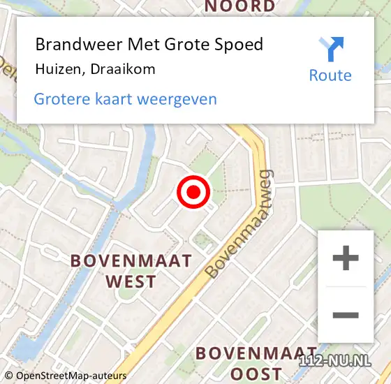 Locatie op kaart van de 112 melding: Brandweer Met Grote Spoed Naar Huizen, Draaikom op 3 juli 2017 09:20