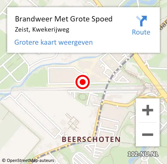 Locatie op kaart van de 112 melding: Brandweer Met Grote Spoed Naar Zeist, Kwekerijweg op 3 juli 2017 09:28