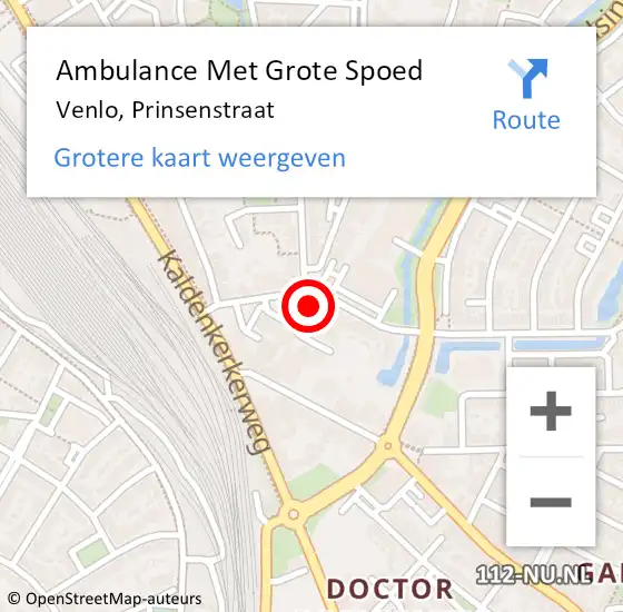 Locatie op kaart van de 112 melding: Ambulance Met Grote Spoed Naar Venlo, Prinsenstraat op 3 juli 2017 09:50