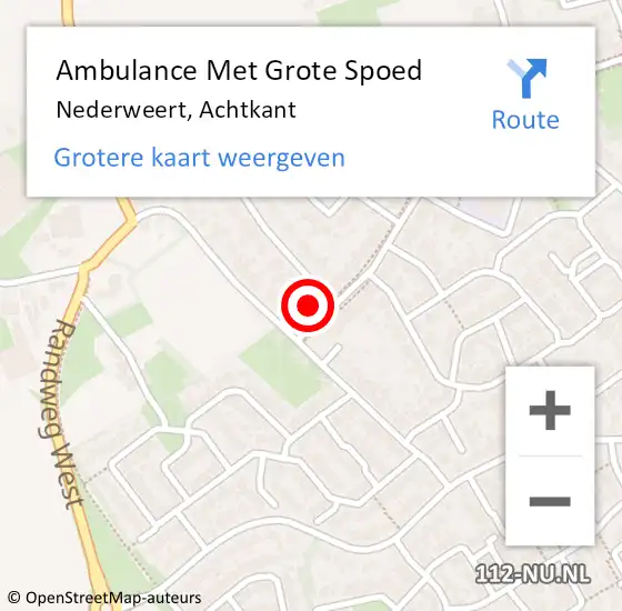 Locatie op kaart van de 112 melding: Ambulance Met Grote Spoed Naar Nederweert, Achtkant op 3 juli 2017 10:49