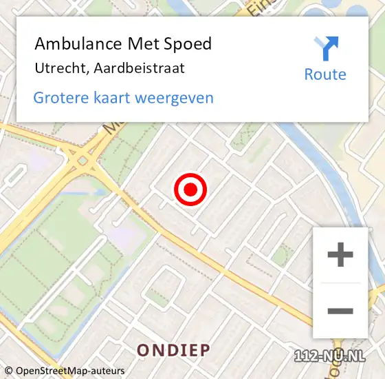 Locatie op kaart van de 112 melding: Ambulance Met Spoed Naar Utrecht, Aardbeistraat op 3 juli 2017 11:02