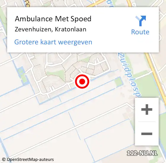 Locatie op kaart van de 112 melding: Ambulance Met Spoed Naar Zevenhuizen, Kratonlaan op 3 juli 2017 11:03