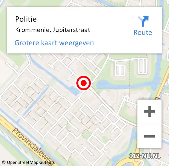 Locatie op kaart van de 112 melding: Politie Krommenie, Jupiterstraat op 3 juli 2017 12:29
