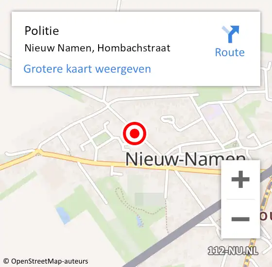 Locatie op kaart van de 112 melding: Politie Nieuw Namen, Hombachstraat op 3 juli 2017 12:42