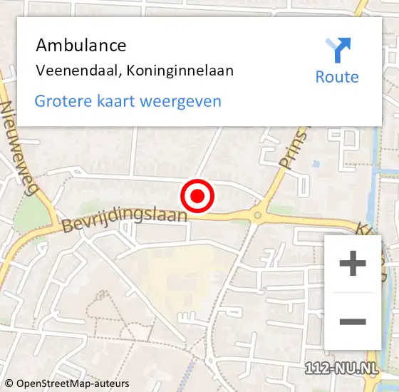 Locatie op kaart van de 112 melding: Ambulance Veenendaal, Koninginnelaan op 3 juli 2017 12:59