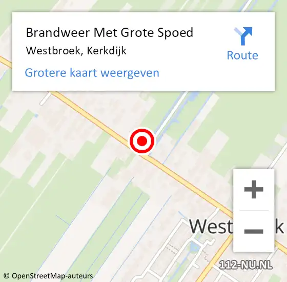 Locatie op kaart van de 112 melding: Brandweer Met Grote Spoed Naar Westbroek, Kerkdijk op 3 juli 2017 14:01