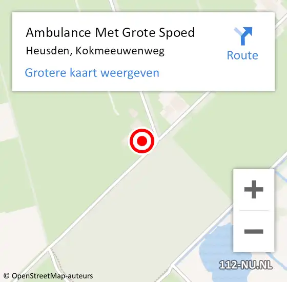 Locatie op kaart van de 112 melding: Ambulance Met Grote Spoed Naar Heusden, Kokmeeuwenweg op 3 juli 2017 14:11