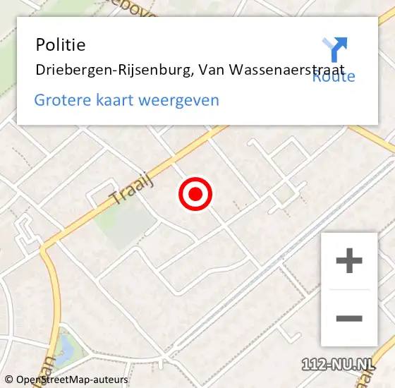 Locatie op kaart van de 112 melding: Politie Driebergen-Rijsenburg, Van Wassenaerstraat op 3 juli 2017 14:19