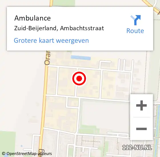 Locatie op kaart van de 112 melding: Ambulance Zuid-Beijerland, Ambachtsstraat op 3 juli 2017 14:21
