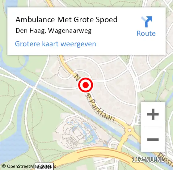 Locatie op kaart van de 112 melding: Ambulance Met Grote Spoed Naar Den Haag, Wagenaarweg op 3 juli 2017 14:33
