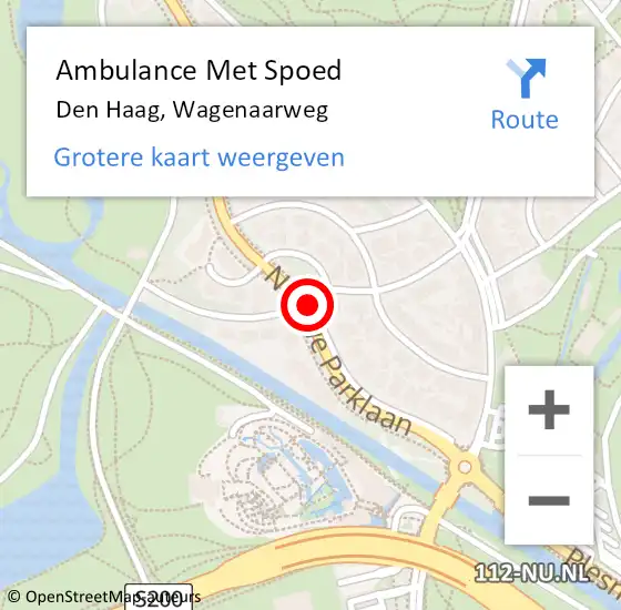 Locatie op kaart van de 112 melding: Ambulance Met Spoed Naar Den Haag, Wagenaarweg op 3 juli 2017 15:06