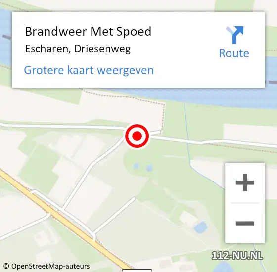 Locatie op kaart van de 112 melding: Brandweer Met Spoed Naar Escharen, Driesenweg op 3 juli 2017 15:09