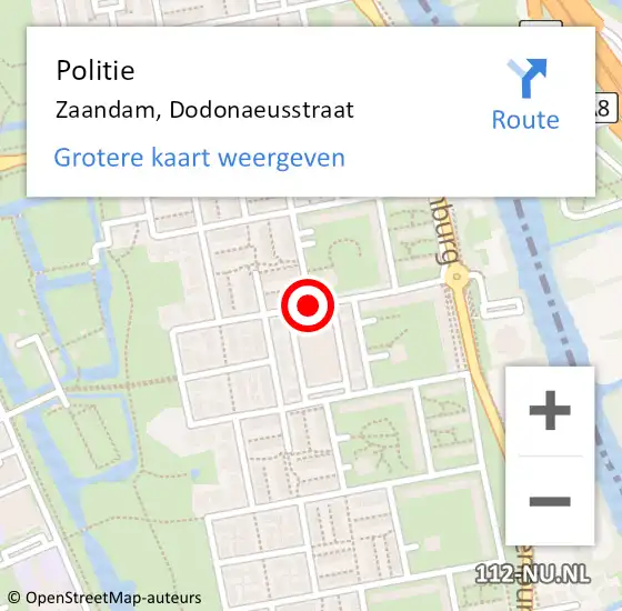 Locatie op kaart van de 112 melding: Politie Zaandam, Dodonaeusstraat op 3 juli 2017 15:16